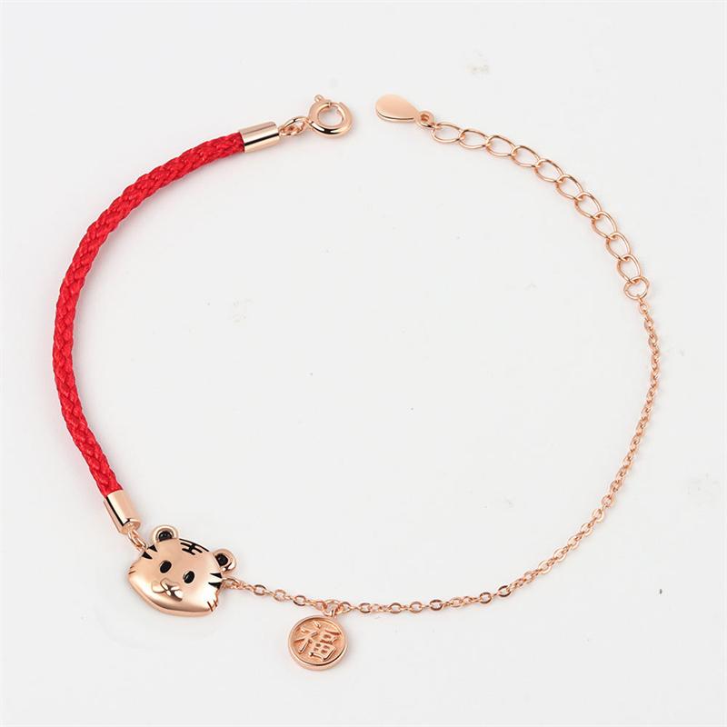 Simple Cute Lucky Tiger Bracelets for Women 925 Sterling Silver Jewelry Fashion Bangles Girl New Year Birthday Gifts