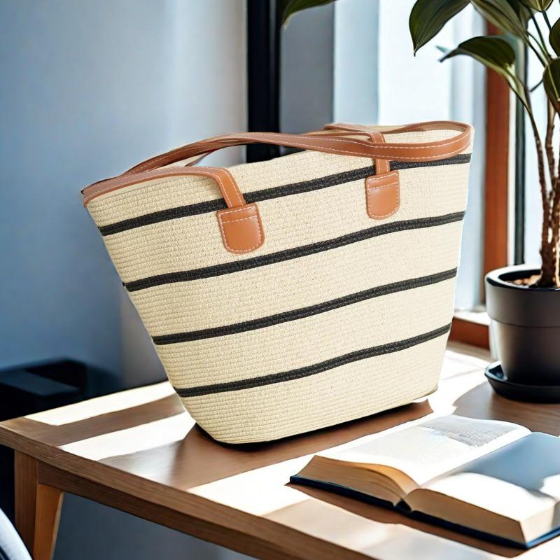 Strohtasche große Kapazität neue vielseitige Handtasche Schulter Strandtasche Strohtasche Eimer Gemüsekorb Tragetasche