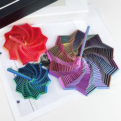 Stea Fractală Imprimată 3D Jucărie Senzorială Stea Extensibilă cu Mâner Spirală Rotativă Jucărie Decompresie Stea Extensibilă pentru Alinarea Stresului și Anxietății