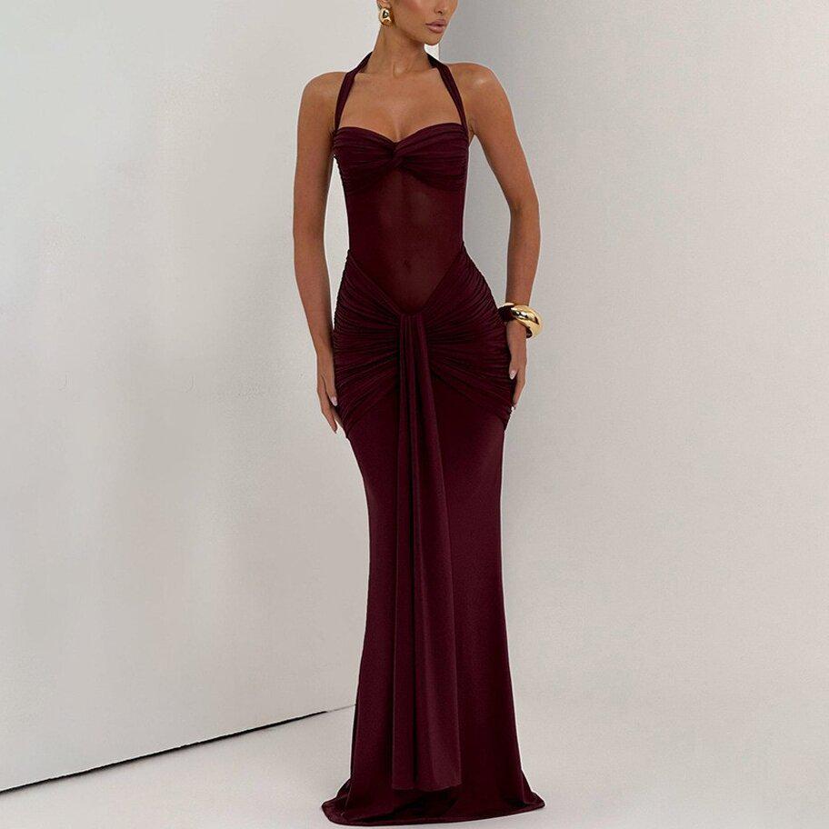 Women's 2025 Backless Bodycon Ruched Dress