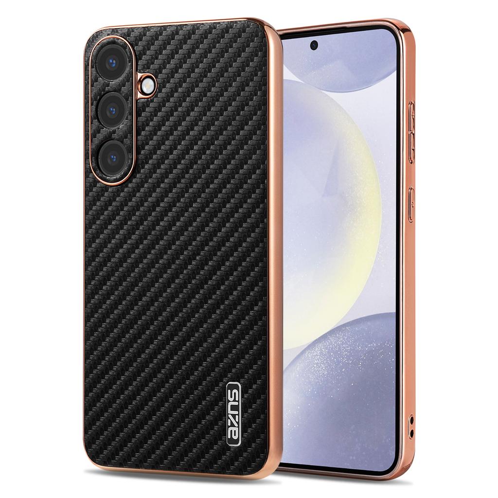 AZNS For Samsung Galaxy S26+ Case Electroplating Carbon Fiber Texture PU + TPU Phone Cover