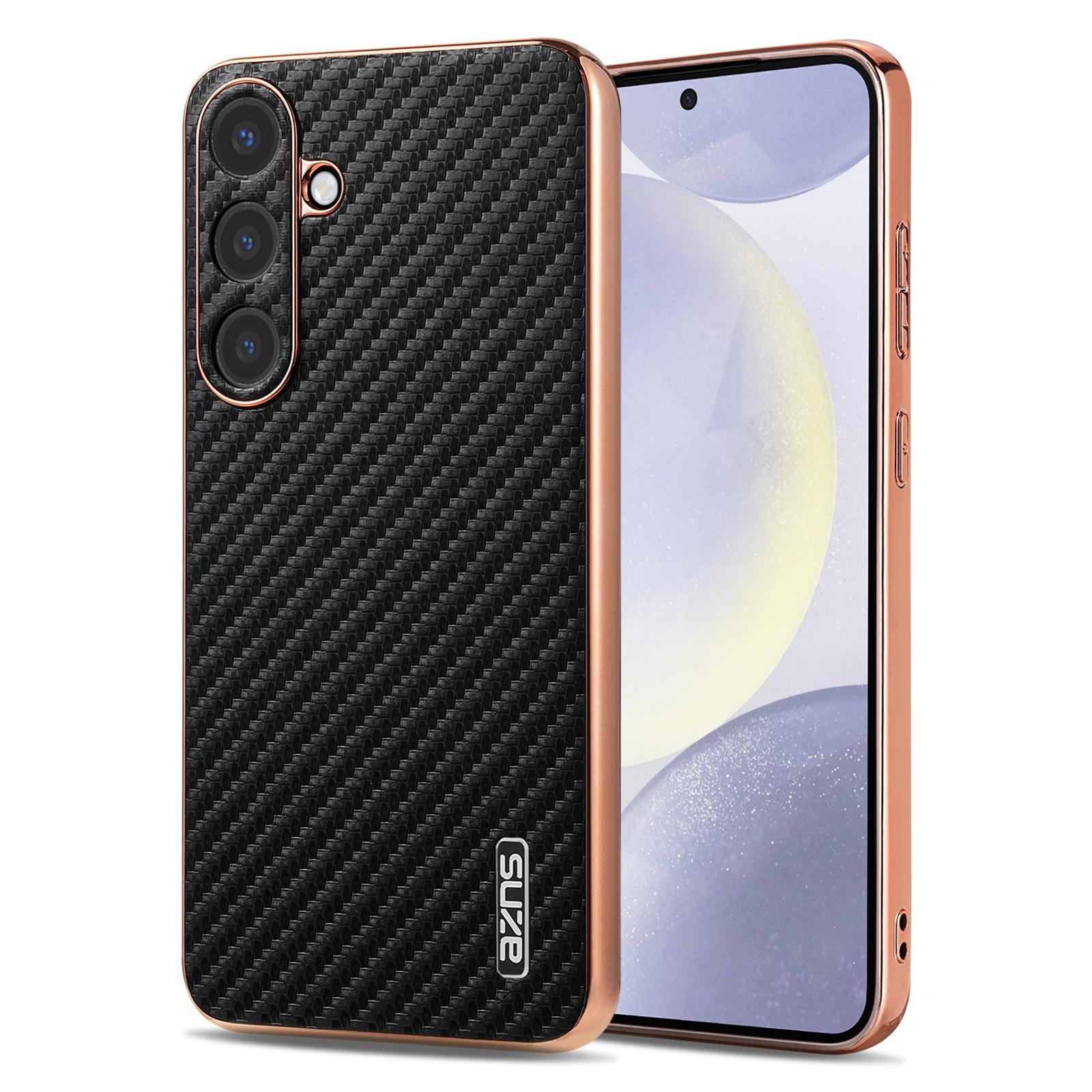 AZNS For Samsung Galaxy S26/S26 Pro Case Electroplating Carbon Fiber Texture PU + TPU Phone Cover