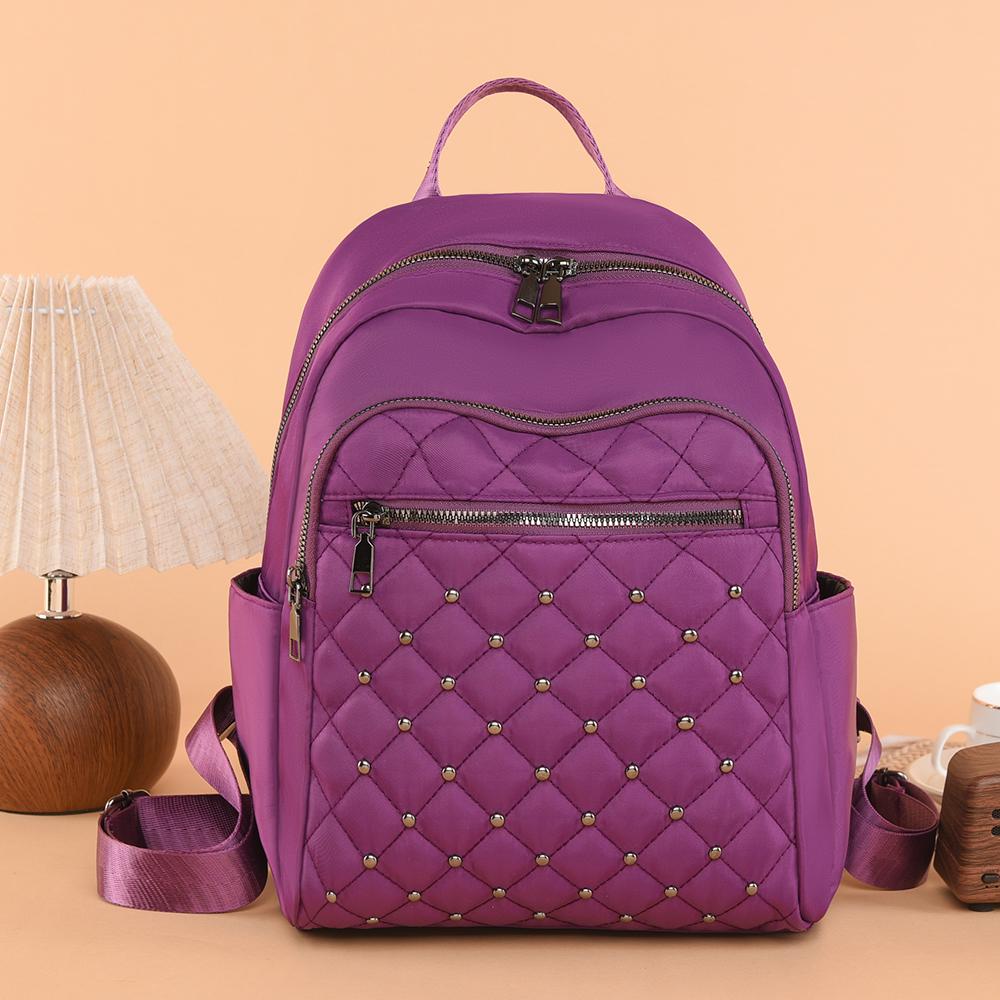 Women's Large Capacity Backpack Rhomboid Rivet Backpack