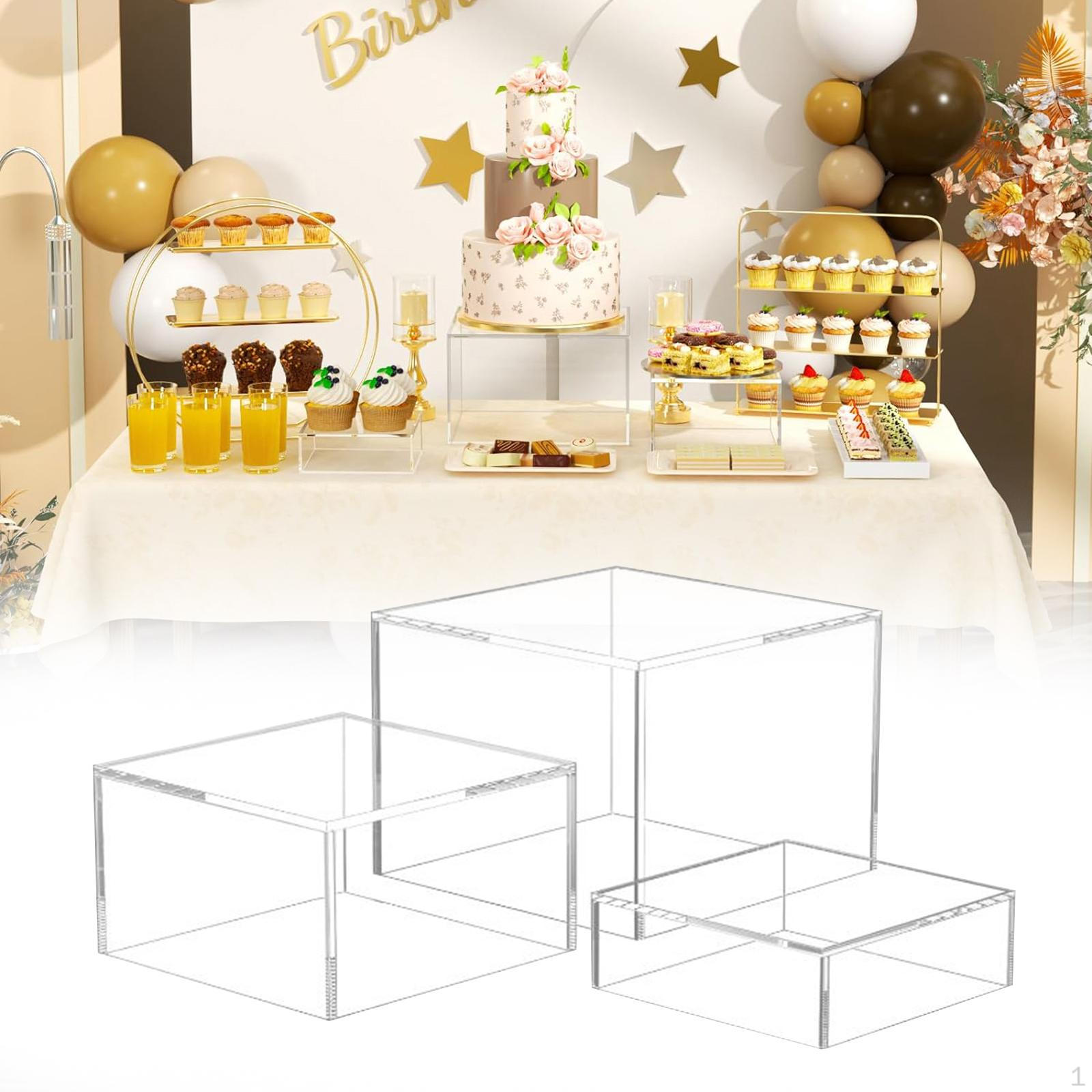 

3 шт., подставки для шведского стола, акриловый кубический дисплей, набор десертных столов для конфет transparent