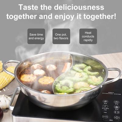 Doppelgeschmack Hot Pot Edelstahl Geteilter Hot Pot mit Verbrühschutzgriffen