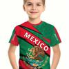Boys Summer Fashion Mexico Flag 3d Graphic Print T Shirt Short Sleeve