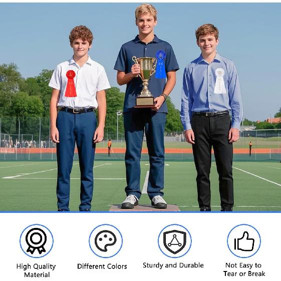3PCS Award Ribbon Rosette Set, Blue Red White Participation Ribbon 1st 2nd 3rd Place Ribbons Ribbon Rosette Award Ribbons for Winners Spelling Bee