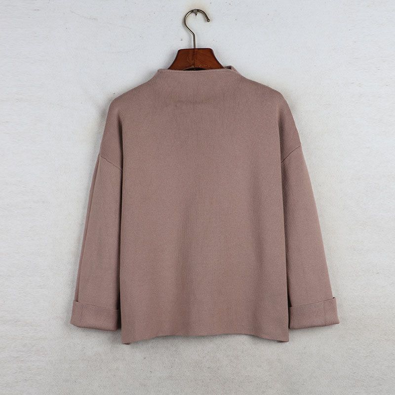 Sunshine House Autumn and Winter New Arrival Export Japanese Single Women's Clothing Mid Round Neck Long Sleeves Slimming Sweater Good Texture Sweater