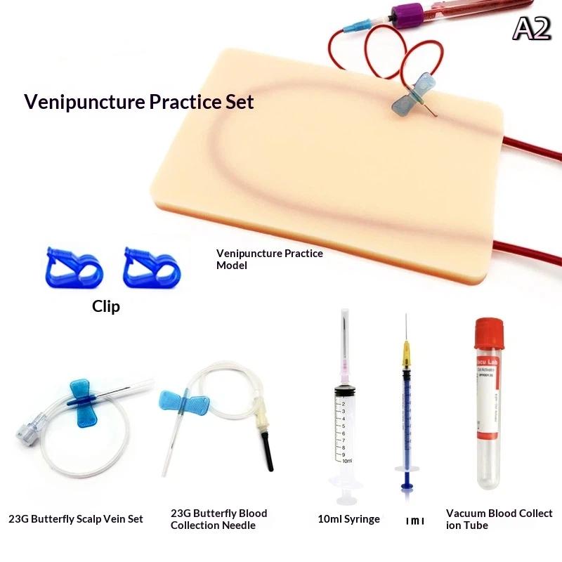 1 Set Training Injecții Asistente Model Intravenos Transfuzie Venopuncție IV Cu Pachet de Returnare Sânge Tampoane Piele Rănită Sutură