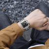 Megir Blau Edelstahl Männer Uhr Rechteck Große Zifferblatt Business Quarz männer Armbanduhren Relogio Masculino Militär Uhr Mann