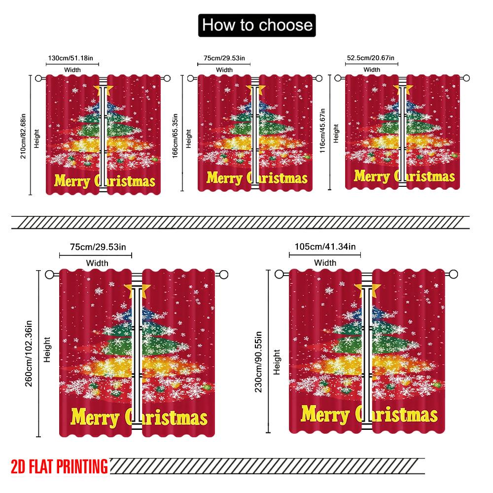 2pcs 2D Flat Printing Christmas Drapes Colorful Christmas Tree Versatile Polyester Without Electricity Party Decorations for