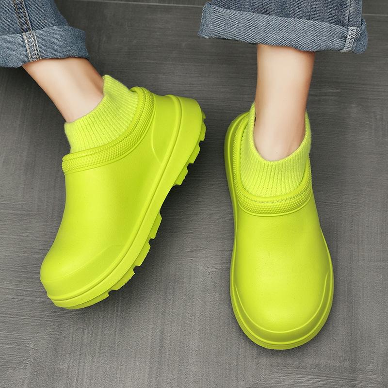 Unisex EVA Hausschuhe Rutschfest Wasserdicht Ölfest Küchenschuhe Indoor Lässig Flach Baumwollpantoffeln Weiche Sohle Klobige Sandalen