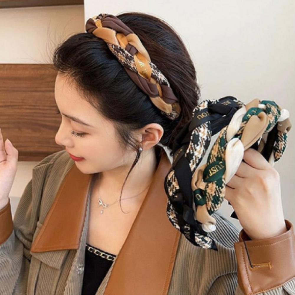 New Arrivals Open Run Check Twisted Bandana Lettering Hairband