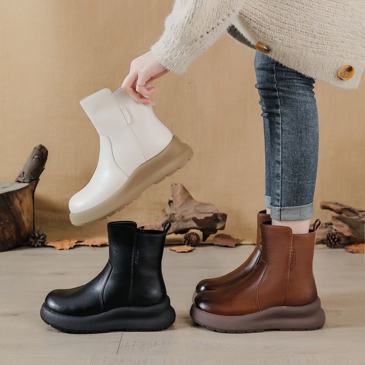 Women's lightweight comfortable thick sole cold warm padded snow boots non-slip wear outdoor leisure sports Martin cotton boots