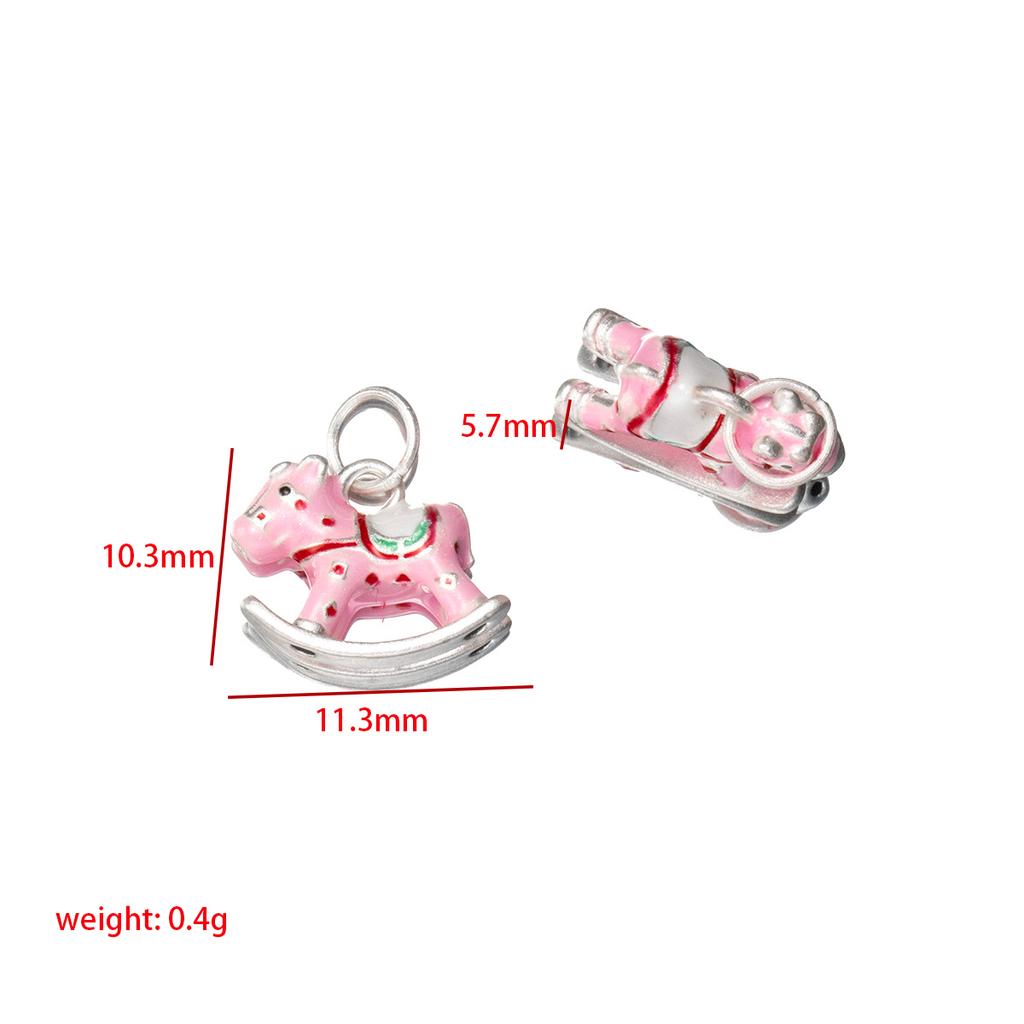 S999 Pure Silver Epoxy Zodiac Horse Pendant, DIY Bracelet Pendant, Handmade Braided Rope Material Accessories