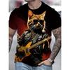 Men's Casual 3D Cute Cat Print T-Shirt O Neck Short Sleeve Pullover Streetwear Sportshirt Outdoor Tops Tee Oversized Clothing
