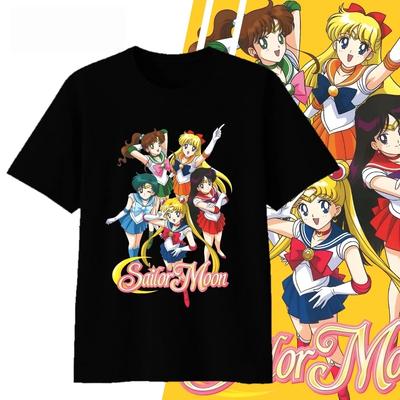 Anime Sailor Moon Kreslené Bavlněné Tričko 2026 Léto Pánské a Dámské Módní Ležérní Krátký Rukáv Streetwear Unisex