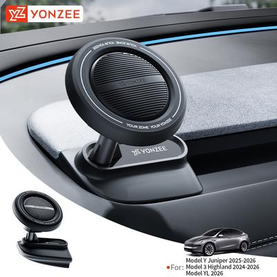 YZ Magnetic Silicone Phone Holder Fit Tesla Model YL Y 3 Juniper Highland Anti-Shake Strong Magnet for Iphone 17 16 15 Car Mount