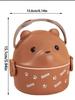 Stackable Bento Box Portable Cute Cartoon Children Lunch Box Double Layer Food Storage Container Eyeglass Bear Thermal Bento Box