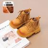 Children's Martin Boots British Style Little Girl Short Boots New Boys' Yellow Boots Versatile Winter Fleece Cotton Boots