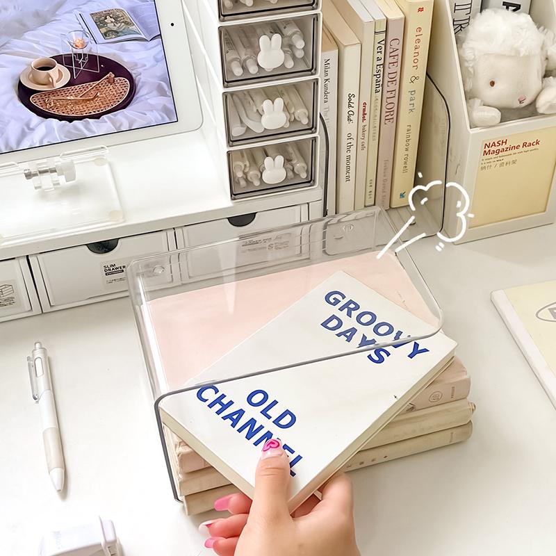 Portable Acrylic Book Stand Transparent Free Combination Bookshelf U-Shaped Book Folder Desk Storage Rack Home Office