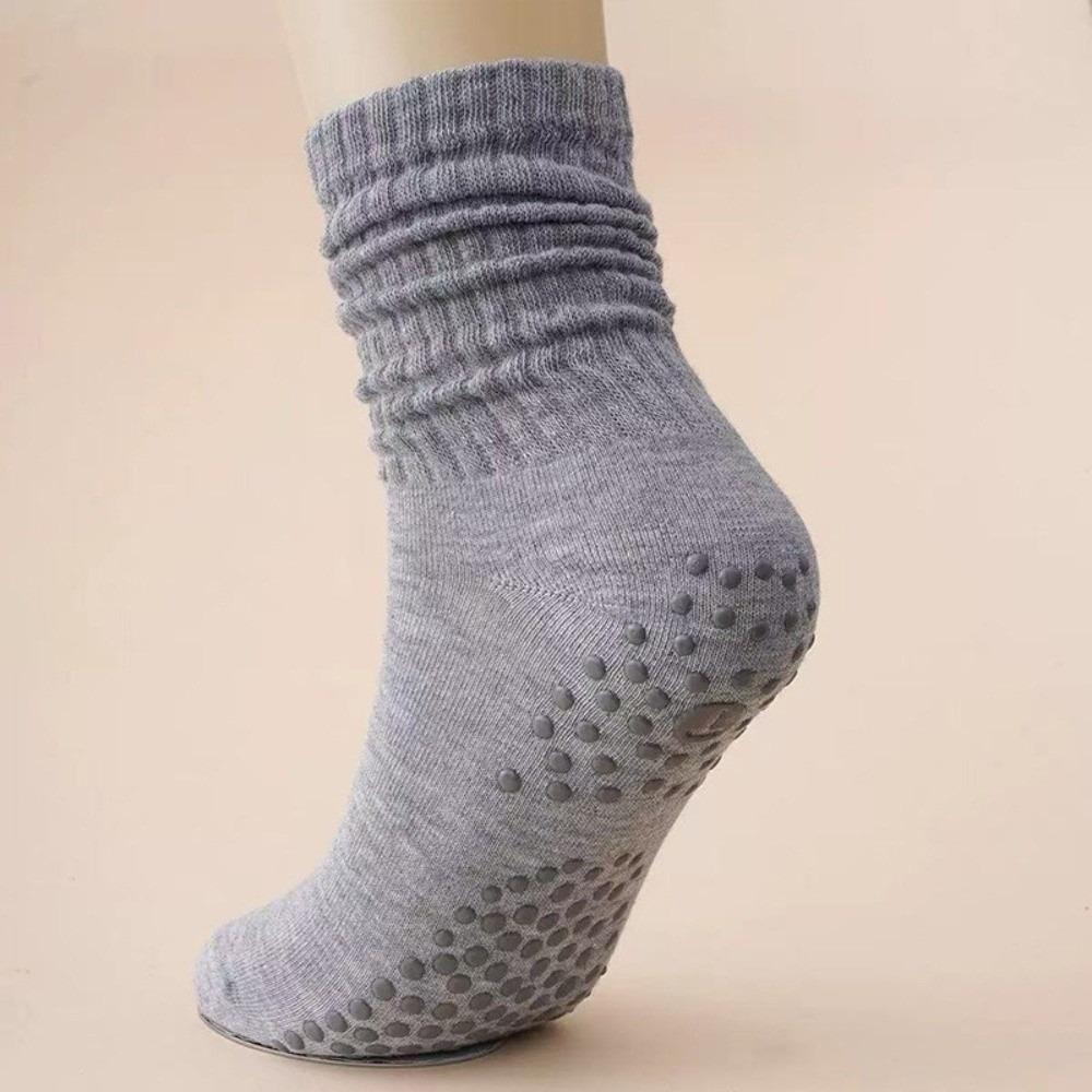 

1 Pair Gym Workout Anti Slip Silicone Female Pilates Socks Breathable Double Bar Design Long Tube Yoga Socks Fitness Socks One size
