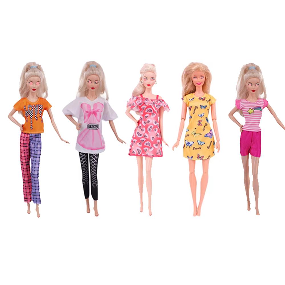 5pcs/pack 30cm Fashion Clothes Dolls Doll Dress Accessories Casual Top Pants Dressing Up Toys Kids for 1/6 and Entertaining Play Safe Kid Friendly Fun