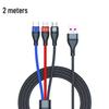 5A Super Fast 3-in-1 Braided Charging Cable, 2m Type-C to Triple Connector