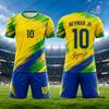 2026 Dětská tepláková souprava Brazilští fanoušci Neymar Č. 10 Potisk Tričko+Kraťasy Sety Fotbalový dres Oblek Sportovní Dětské/Dospělé oblečení