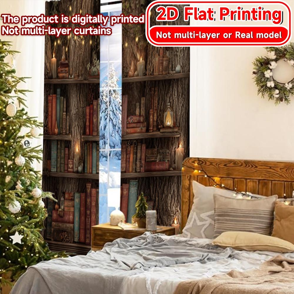 Set Of 2 Flat Printing Enchanted Bibliotheque Curtain Fabric Versatile Curtains Gifts Bedroom Living Room Modern Made Polyester Sitting Window