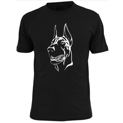 Herren Dobermann Kopf Schablone T-Shirt Hund Köter Jagdhund Haustier