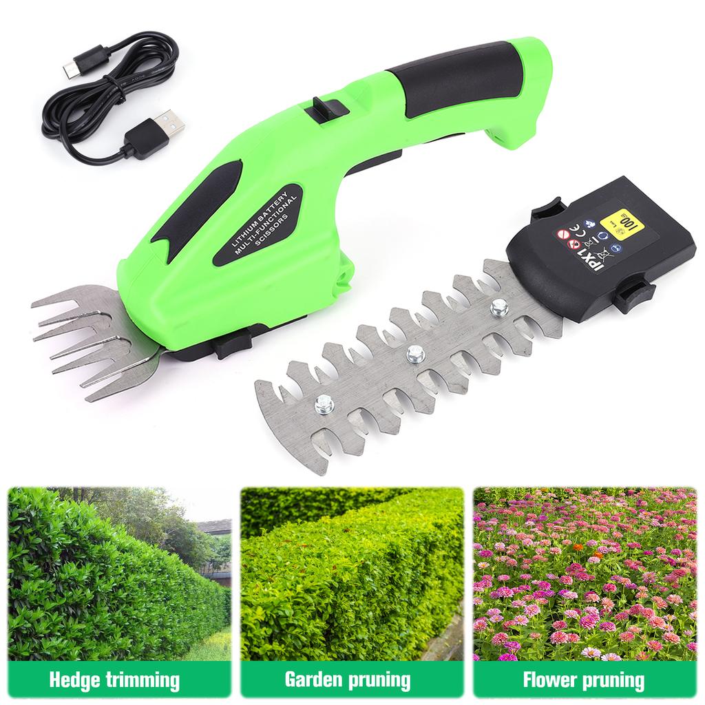 2 In 1 Handheld Hedge Trimmer Rechargeable Grass Cutter Lightweight Garden Pruning Shears Weeding Pruning Mower Garden Tool