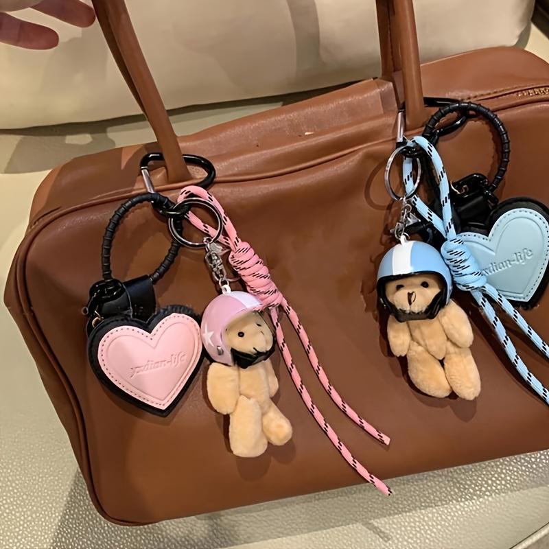 Ręcznie robiony mini breloczek z misiem, modny plastikowy brelok z zawieszką w kształcie skórzanej torebki, modny dodatek do kluczy samochodowych