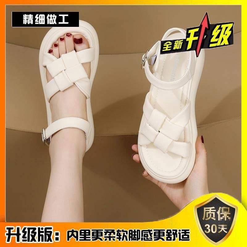 Sports Sandals Women's Summer 2025 New Roman Flat-bottomed Woven Soft-soled Lightweight Student Non-slip One-word Beach Shoes