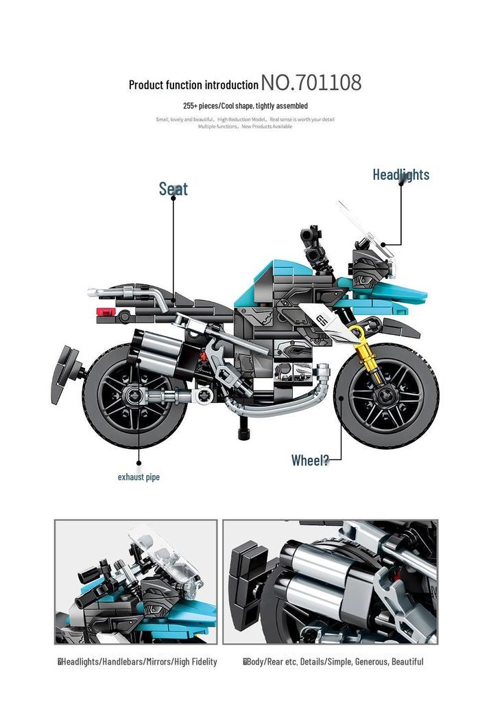 Senbao Motorcycle Building Blocks Assembly Model Toy with Display Base - Perfect Gift for Boys