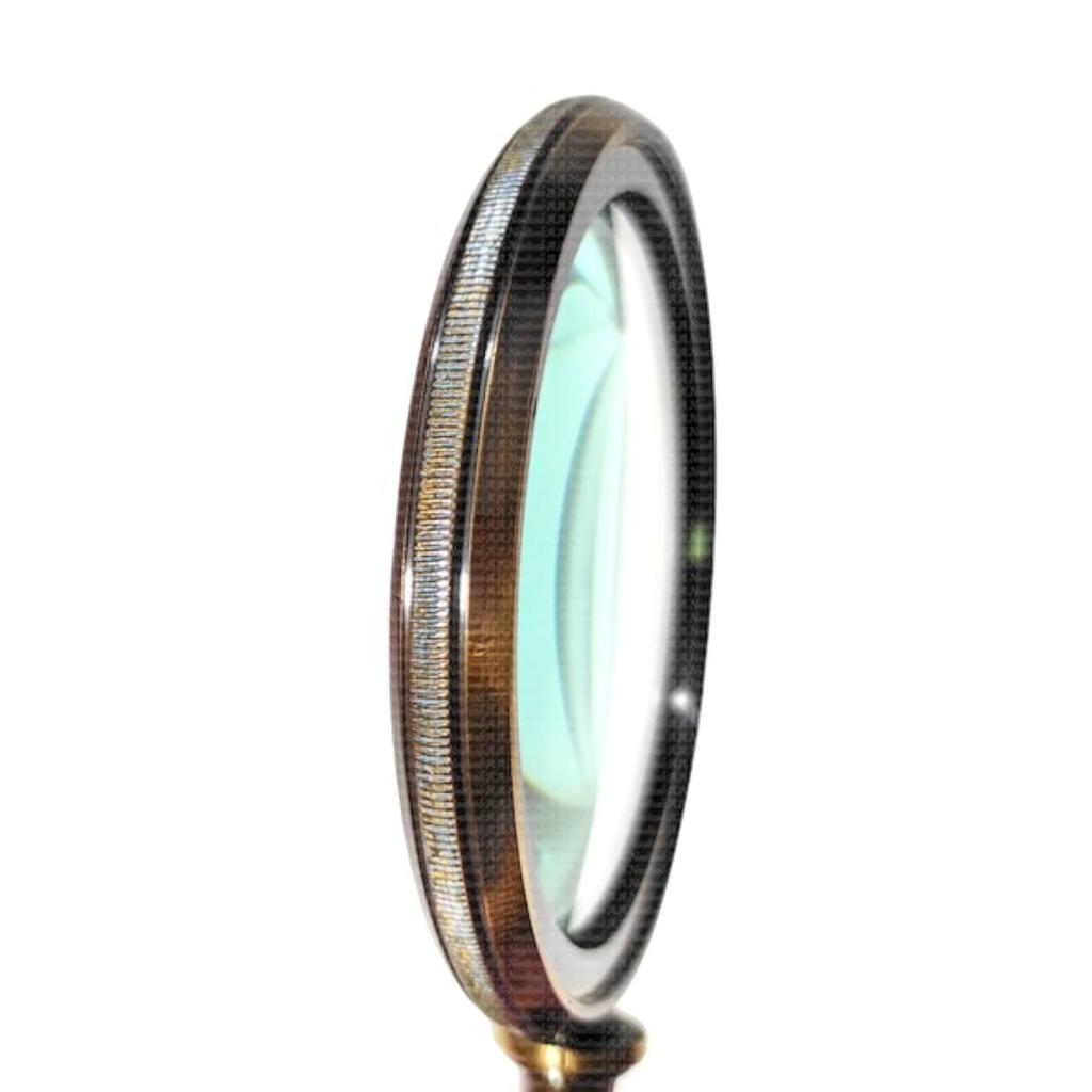 10X Large Solid Magnifying Glass with Orange Leather Cover | Vintage Texture Antique Brown Finish, Handmade Gifts for Men Women, Christmas
