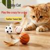 Cat Toy Interactive Bouncy Ball with Feathers - Amuse and Relieve Boredom for Kittens.