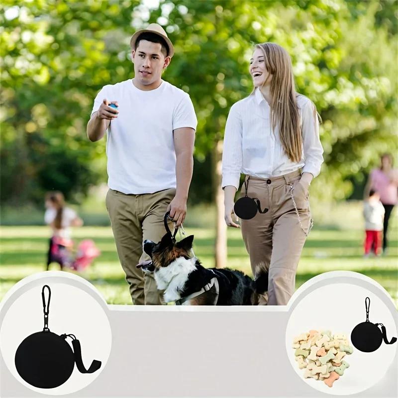1Pc Silicone Pet Treat Pouch, Portable Travel Training Bag Round Silicone Snack Bag for Dogs and Cats Pet accessories