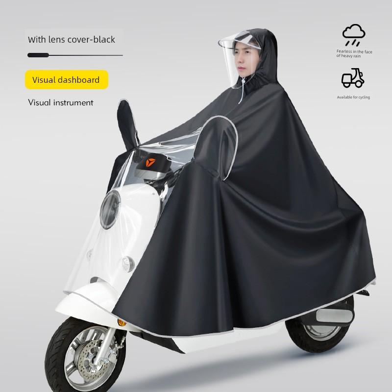 Electric Motorcycle Raincoat for Women, Single-Person, Oversized, Thickened, Long, Full-Body, Storm-Proof Riding Poncho