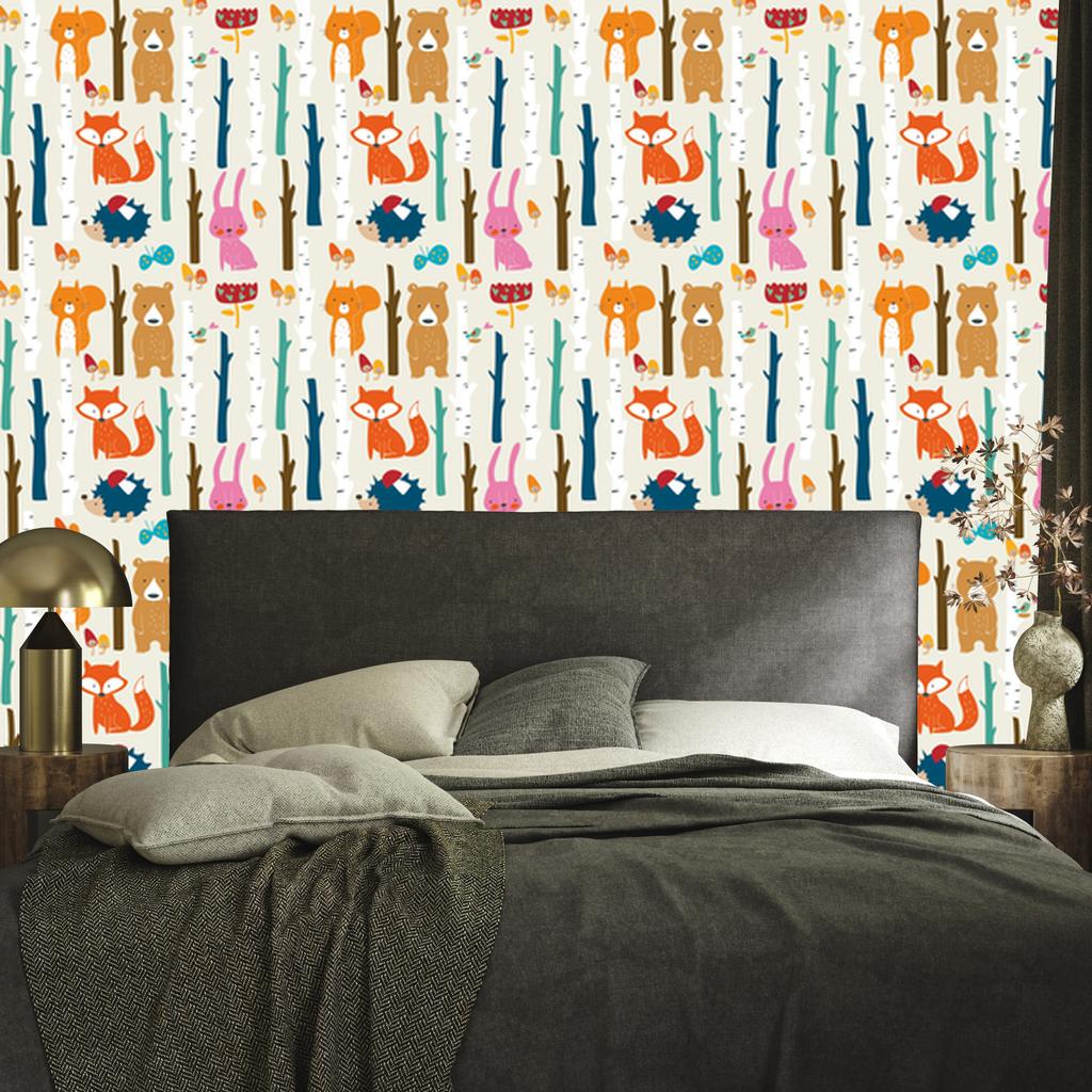 Joyful forest animals wallpaper for living room and bedroom 50x1000