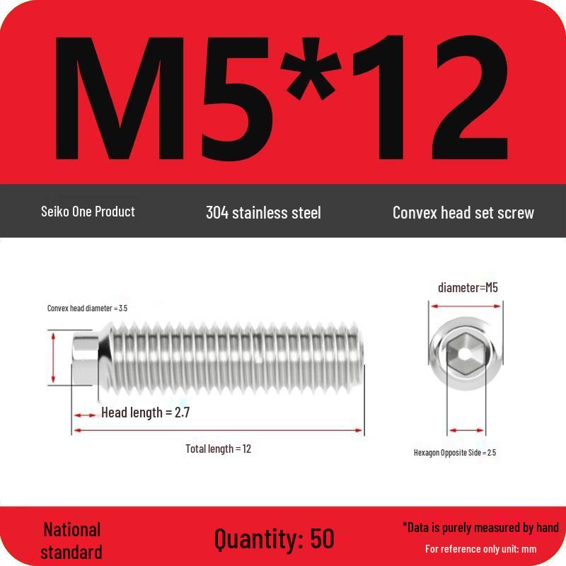 304 Stainless Steel Cup Point Grub Screw - Sizes M3 To M10