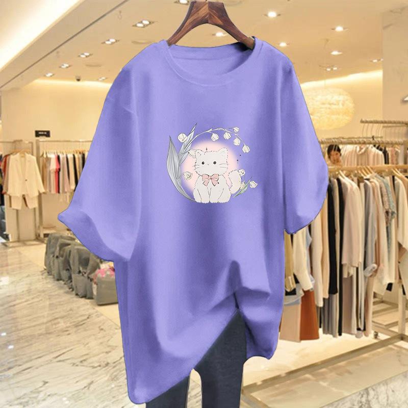 New Summer Cotton Short-sleeved T-shirt Women's Summer New Cartoon Printed Bottoming Shirt Top