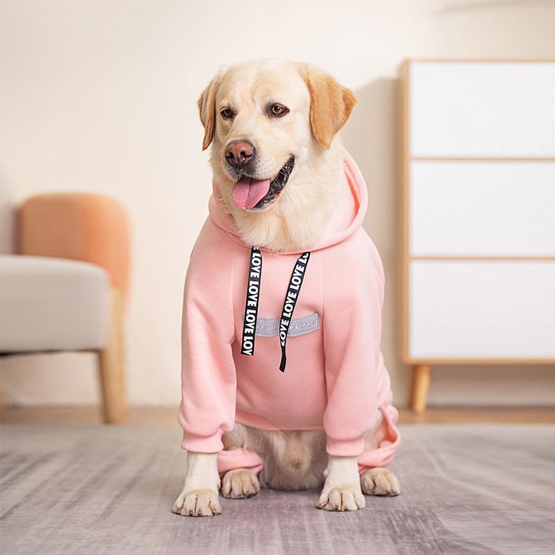 Herbst-/Winterkleidung für große Hunde, Kapuzenpullover, sportliche Hundejacke, warmer Mantel aus Fleece, reflektierender Haustier-Overall für große Hunde, Labrador-Kostüm