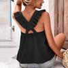 Women's Fashion Loose Color Fly Sleeve Back Elastic Tie Casual Top