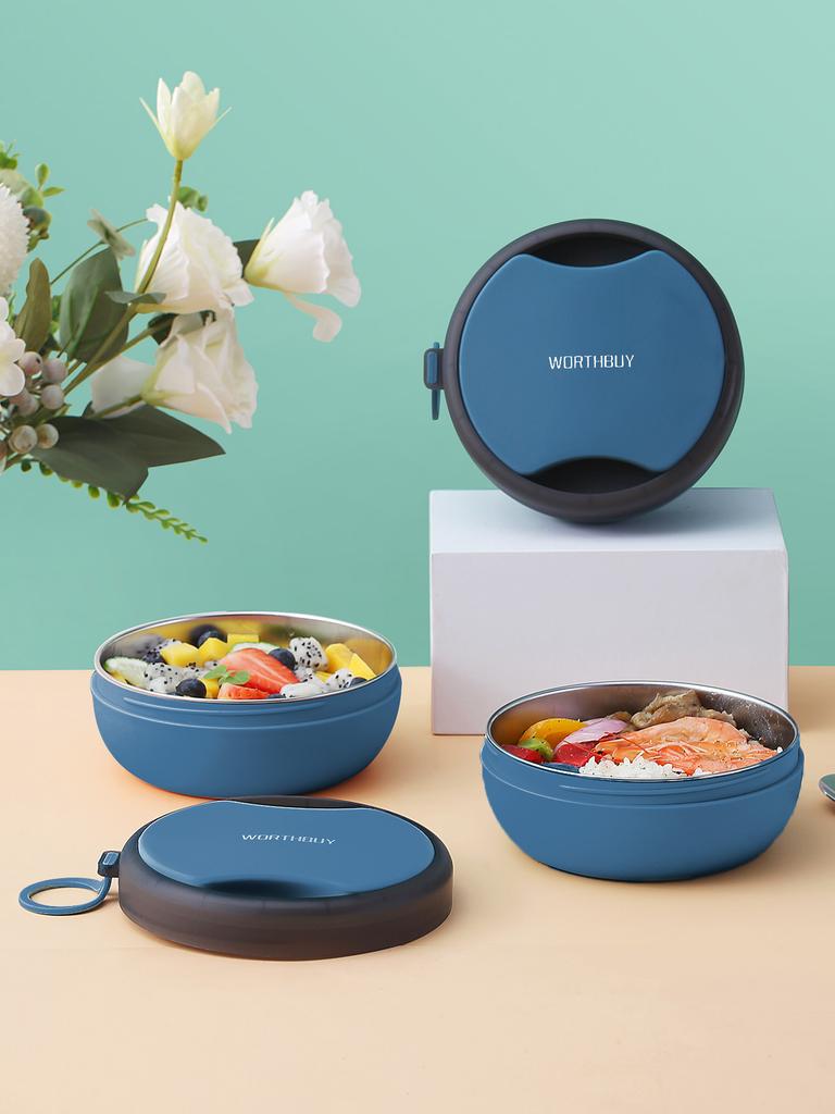 WORTHBUY Portable Bento Box With Chopsticks Spoon 304 Stainless Steel Anti Scalding Food Container Large Capacity Lunch Box