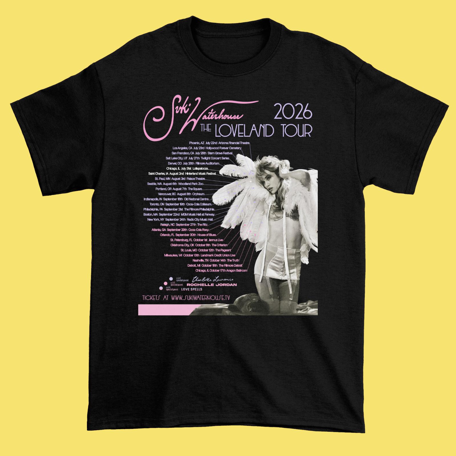 Suki Waterhouse The Loveland Tour 2026 Black Cotton Shirt S-5XL BS1863 XXL