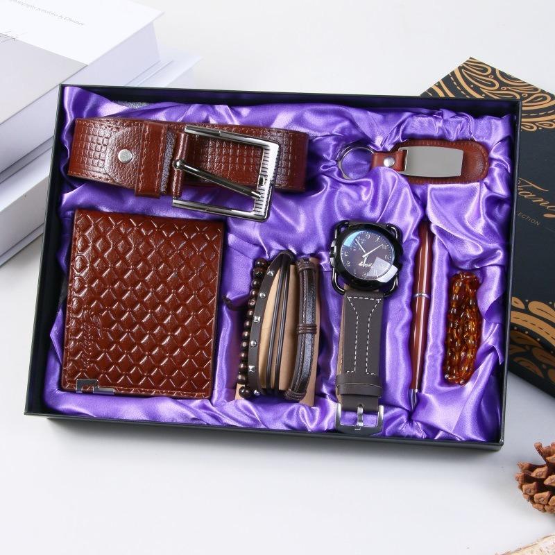 Valentine's Day Business Gift Set Men's Watch Sunglasses Belt Wallet Christmas Gift Set Quartz Watch Set for Men