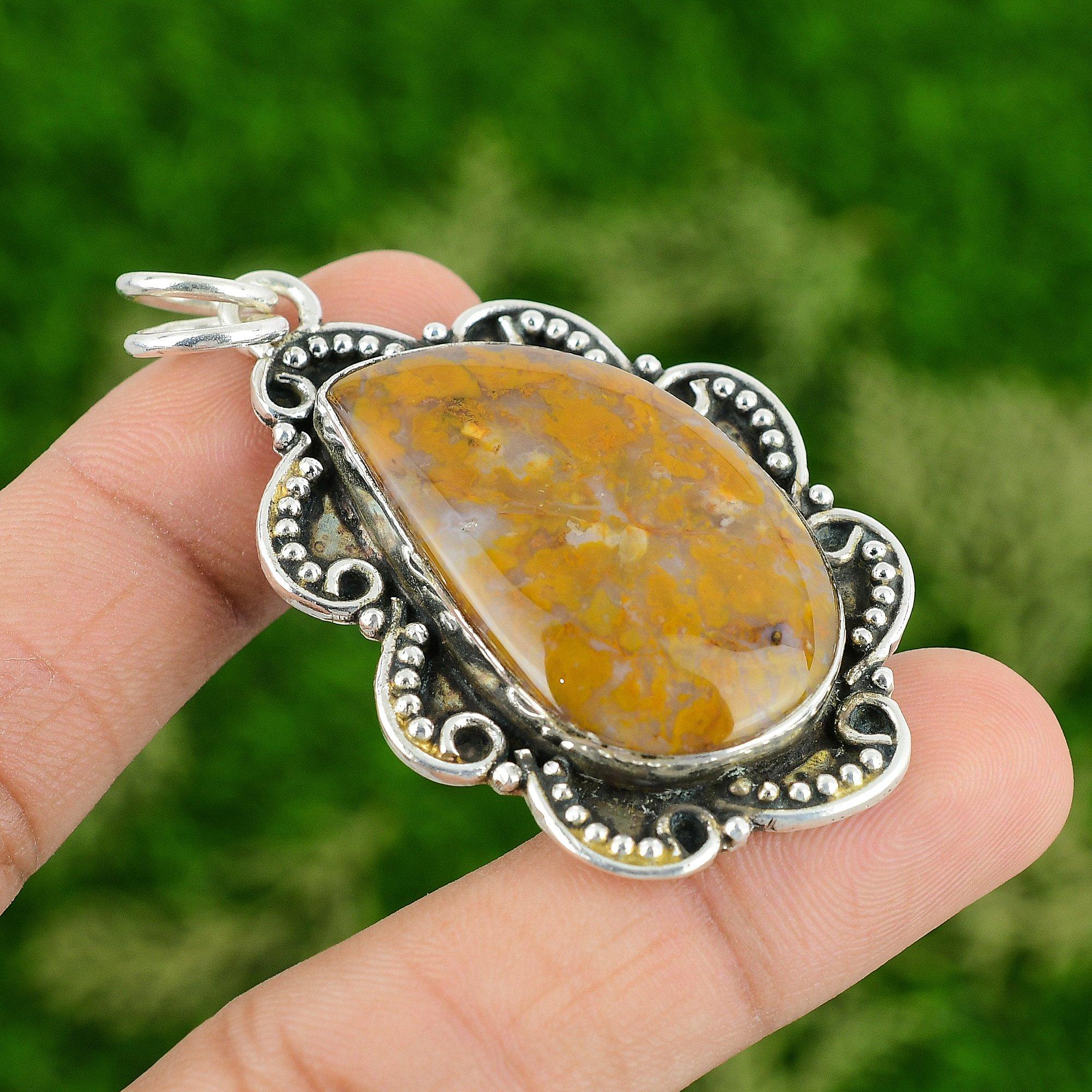 

Daughters Day Sale Polka Dot Agate Gemstone Artisan New Pendant Sterling Silver