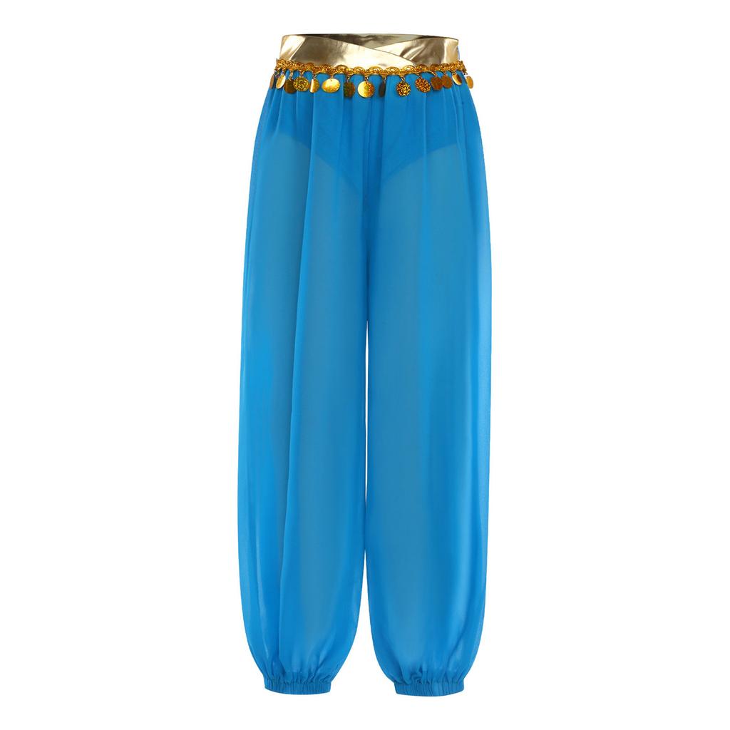 Mädchen Bauchtanz Kostüm Patchwork Pailletten Quasten Hose Eingearbeiteter Slip Elastische Beinöffnung Hose