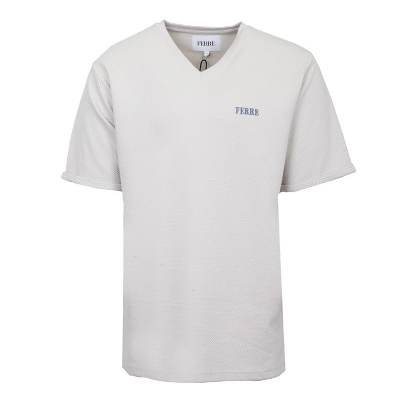 Men's Textured V-neck Short-sleeved T-shirt with Logo GIANFRANCO FERRE